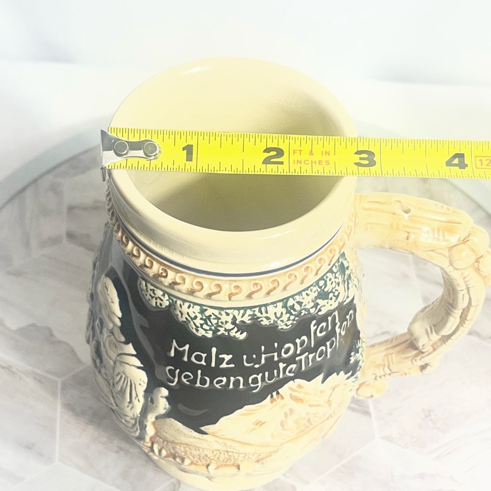 Vintage Style German Beer Stein Relief Scene Ceramic Mug With Handle - Picture 10 of 12